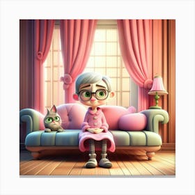 Grandma On The Couch Canvas Print