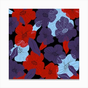 Flowers On A Black Background Canvas Print