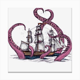 Cute Octopus Vintage Sea Monster Kraken Cthulhu Canvas Print