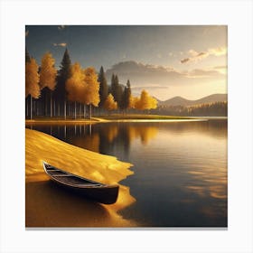 Canoe On A Lake 1 Canvas Print