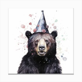 Bear In A Party Hat Canvas Print