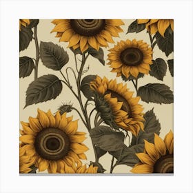 Default Default Retro Vintage Sunflower For Defferent Seasons 2 (2) Canvas Print