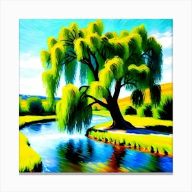 Willow Tree By The River Canvas Print