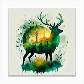 Deer In The Forest Canvas Print