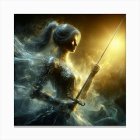 Young Woman Holding A Sword 2 Canvas Print