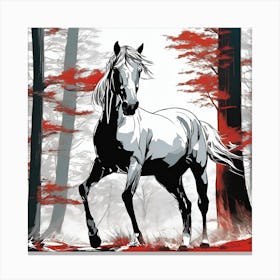 Horse In The Forest Canvas Print