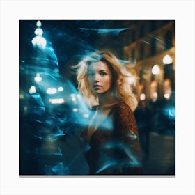 Portrait Of A Woman At Night Canvas Print