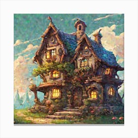 A House In The Village In The Fantasy Style Canvas Print