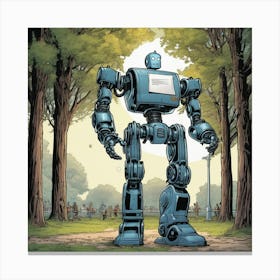 Robot In The Park 5 Canvas Print