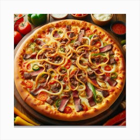 Large Pizza With Toppings Canvas Print