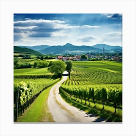 Plant Green Tree Grass Texture Scenic Rural City Farm Building Lane Road Background Clo Canvas Print