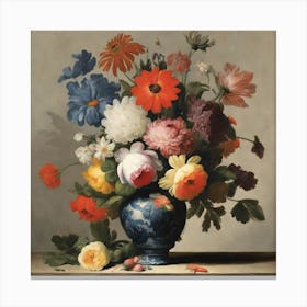 Flowers In A Vase, Paulus Theodorus Van Brussel Canvas Print