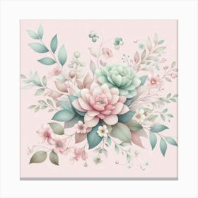 Pink Floral Painting Canvas Print