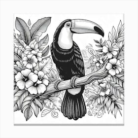 Line Art toucan bird 1 Canvas Print