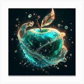 Crystal-Crowned Delight: Hyper-Realistic Apple Magic with Aquamarine and Emerald Sparkle. Canvas Print