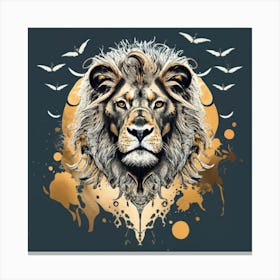 LionMinimalistic Ink Drawing Style Vanishing Point Canvas Print