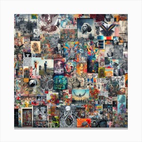 Collage of Text and Symbols in Multiple Languages Canvas Print