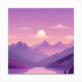 Misty mountains background in purple tone 28 Canvas Print