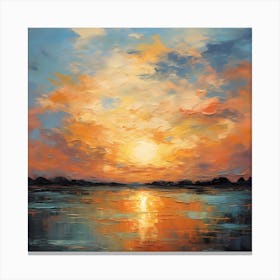 Lakeside Dreams: Abstract Horizon Elegance Canvas Print