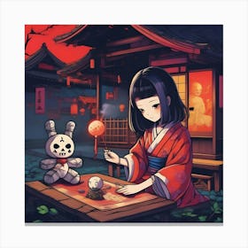 Anime Girl In A Kimono Canvas Print