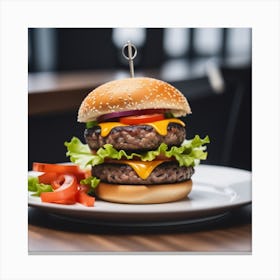 Hamburger On A Plate 60 Canvas Print