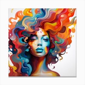 Colorful Woman With Colorful Hair Canvas Print