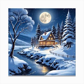 Winter Cottage Canvas Print