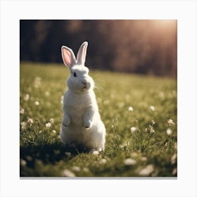 White Rabbit In The Grass Canvas Print