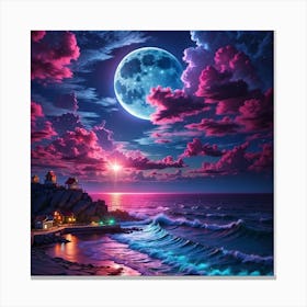 sky with sea in night Canvas Print