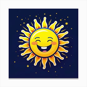 Lovely smiling sun on a blue gradient background 117 Canvas Print