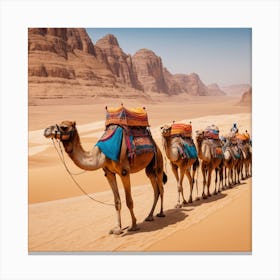 Camels In The Desert Canvas Print