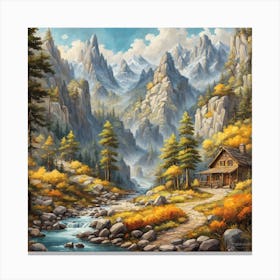 Cabin In The Mountains Canvas Print