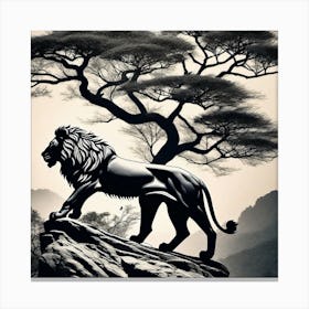 Lion On A Rock Canvas Print