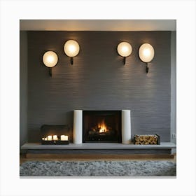 Modern Living Room With Fireplace 33 Canvas Print