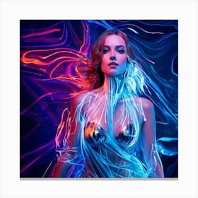 Firefly Ethereal Woman Amid Neon Hallucinations And Fluid Light 33866 (2) Canvas Print