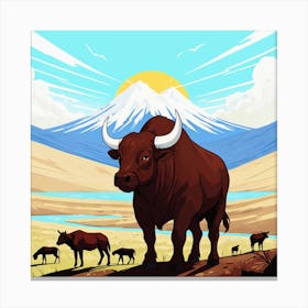 Bulls In The Mountains 13 Canvas Print