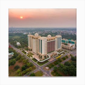 Sunrise Over A Building Canvas Print