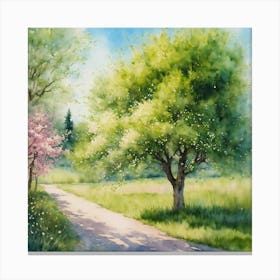 Watercolor Of A Tree Canvas Print