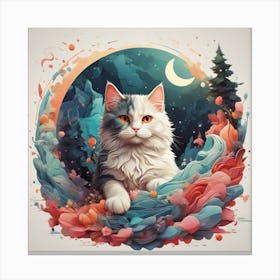 Cat In The Moonlight Canvas Print