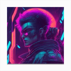 Cyberpunk lady in pink Canvas Print