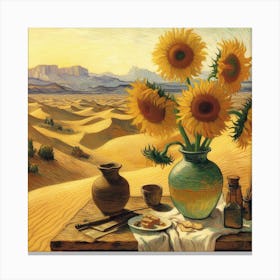 Van Gogh Painted A Sunflower Still Life In The Heart Of The Sahara Desert 1 Canvas Print