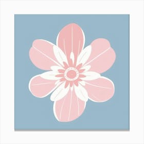 A White And Pink Flower In Minimalist Style Square Composition 11 Canvas Print