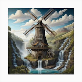 Windmill In A Waterfall Canvas Print