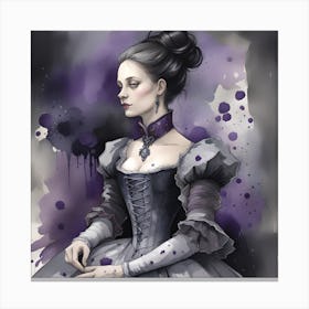Lady In Purple Monochromatic Watercolor Canvas Print
