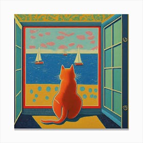Cat Looking Out The Window 14 Canvas Print