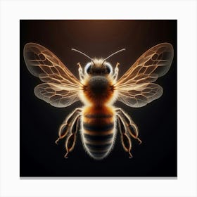 Bee On Black Background 3 Canvas Print