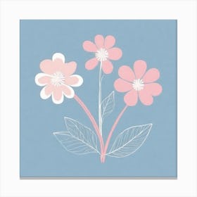 A White And Pink Flower In Minimalist Style Square Composition 288 Canvas Print