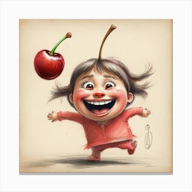 Little Girl With A Cherry Canvas Print