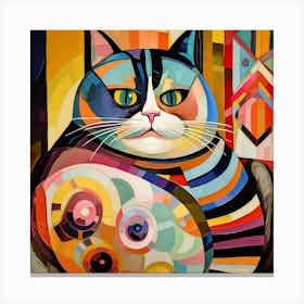 Funny Fat Cat In The Style Of Picasso2 Canvas Print
