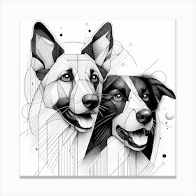 Dogs - Abstract Line Art Illustration 227 Canvas Print